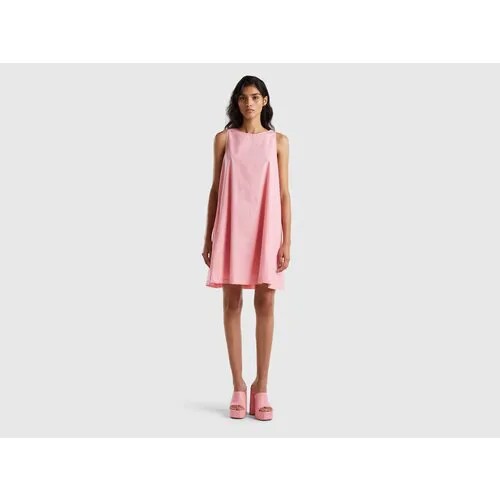 Платье UNITED COLORS OF BENETTON, хлопок, повседневное, свободный силуэт, мини, размер XL, розовый