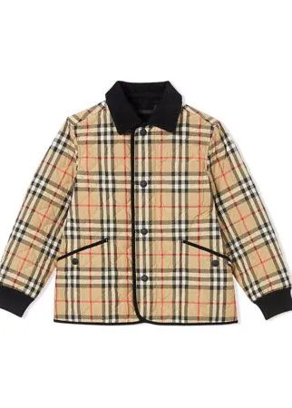 Burberry Kids куртка в клетку Vintage Check с вельветовой отделкой