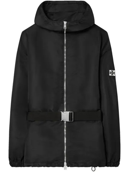 Tory Burch куртка с капюшоном и логотипом, черный