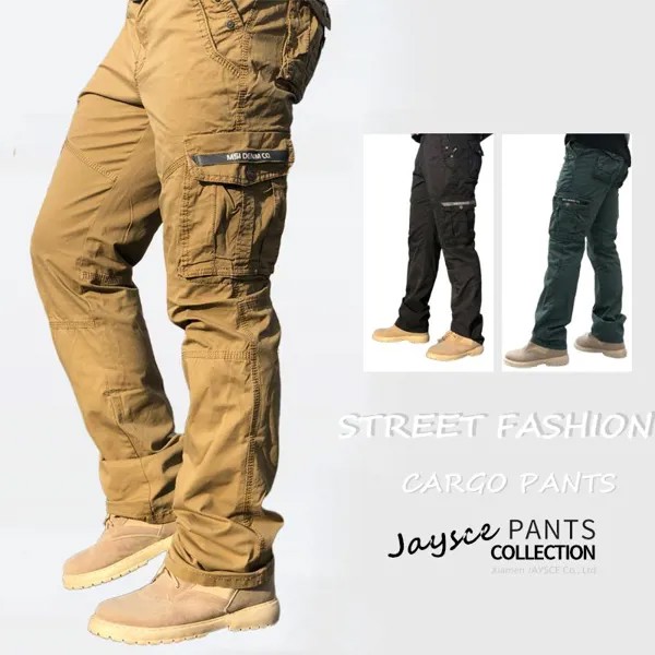 JAYSCE Мужская мода Рабочие брюки Открытые износостойкие брюки Альпинизм Рабочая одежда Уличная мода Брюки-карго Армейские штаны