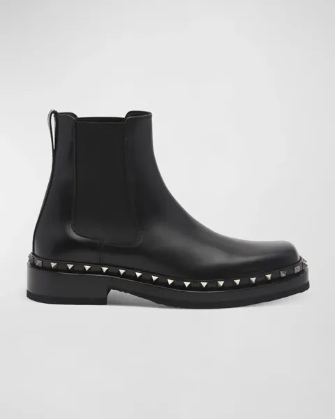 Мужские кожаные ботинки челси Rockstud Beatle Valentino Garavani, цвет Black