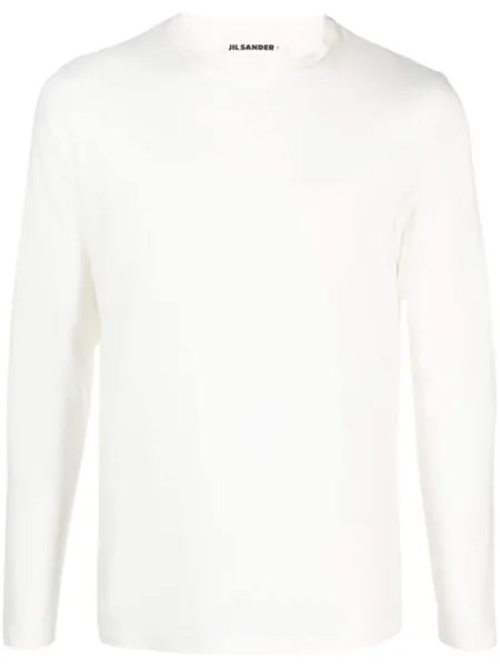 Jil Sander футболка с вышитым логотипом, нейтральный цвет