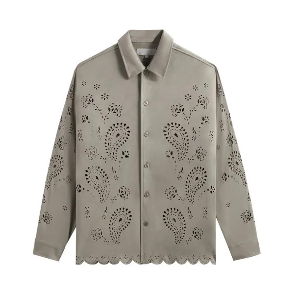 Рубашка Kith Isaac Microsuede Long-Sleeve Button Down Shirt, серый