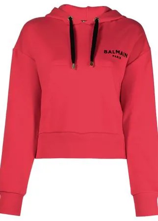 Balmain укороченное худи с логотипом