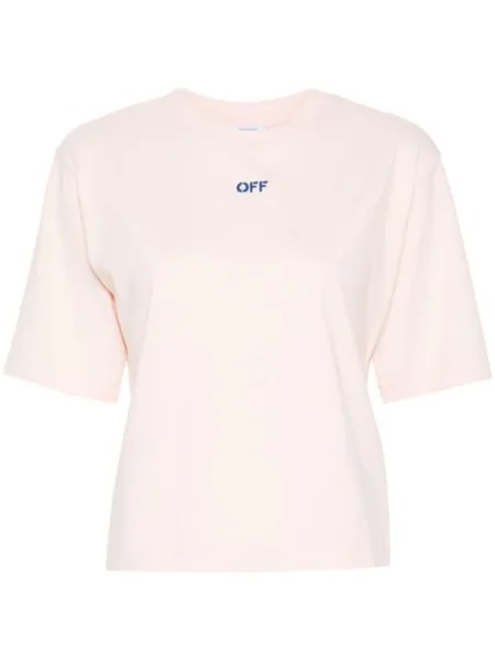 Off-White футболка с вышивкой Arrows, розовый
