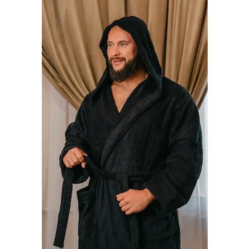 Халат BIO-TEXTILES, размер 52-54, черный..