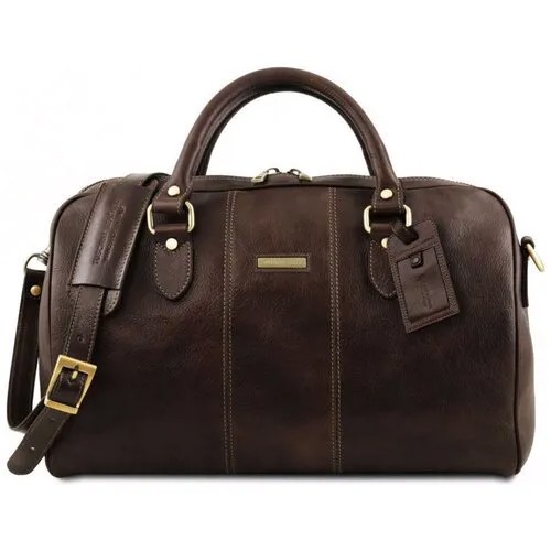 Дорожная кожаная сумка Tuscany Leather Lisbona даффл маленький размер TL141658 Темно-коричневый