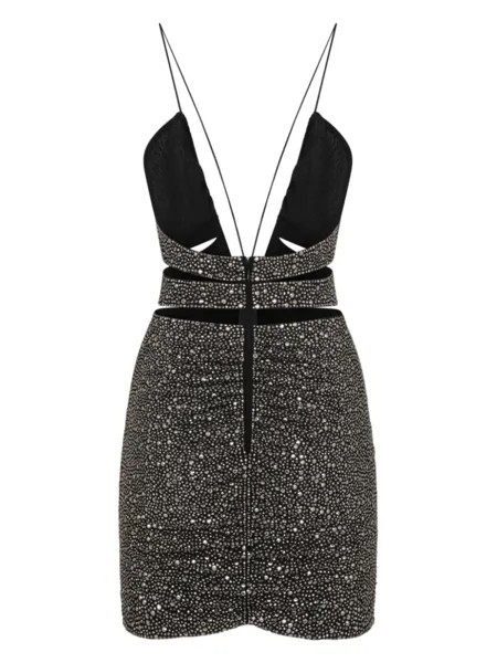 Dsquared2 платье мини с кристаллами и сборками, черный