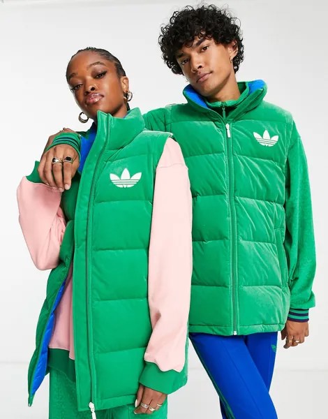 Зеленая пуховая куртка унисекс adidas Originals 'adicolor 70s'