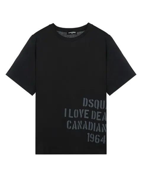 Черная футболка с текстовым принтом Dsquared2