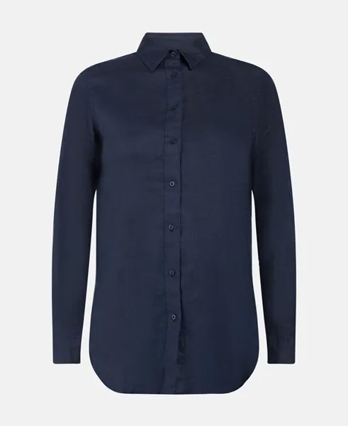 Льняная блузка Lauren Ralph Lauren, темно-синий