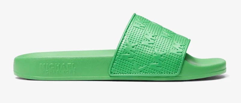 Сандалии шлепки с логотипами Michael Michael Kors Gilmore Embossed Faux Leather, зеленый