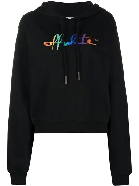 Off-White укороченное худи с логотипом Rainbow