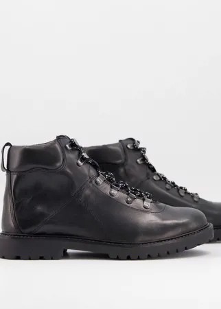 Черные кожаные походные ботинки H by Hudson-Черный