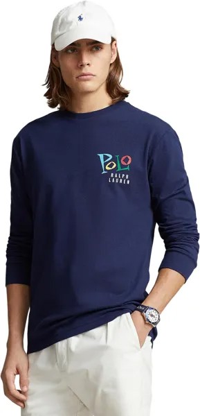 Футболка Polo Ralph Lauren Classic Fit Jazz-Print Jersey T-Shirt, темно-синий
