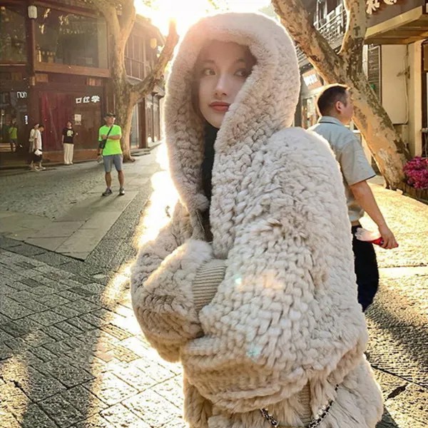 Женское пальто из искусственного меха, Белые и розовые толстовки из искусственного кроличьего меха, зима 2022, Высококачественная Теплая Фли...
