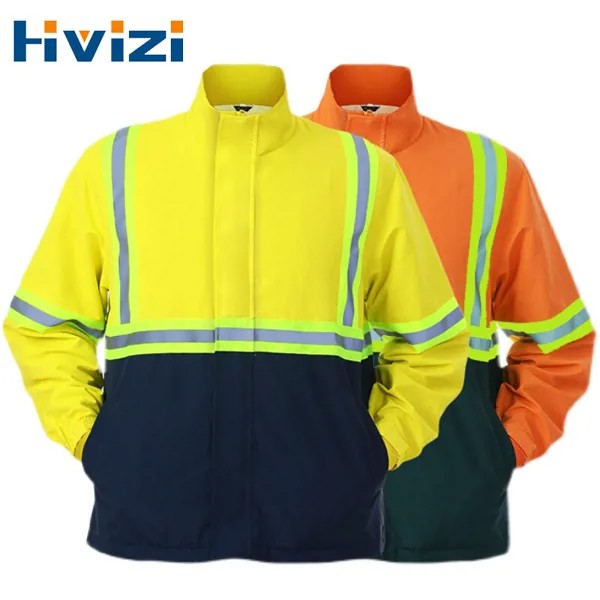 Мужская и женская двухцветная рабочая одежда, Рабочая форма, защитная светоотражающая полоска, куртка с длинным рукавом, модная верхняя оде...