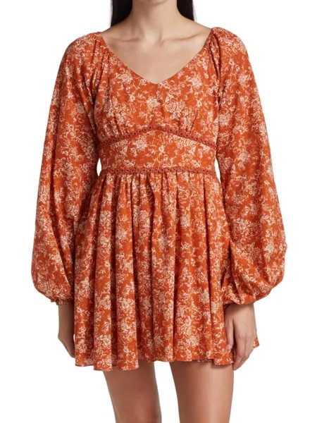 Мини-платье Blakely с цветочным принтом Caroline Constas, оранжевый