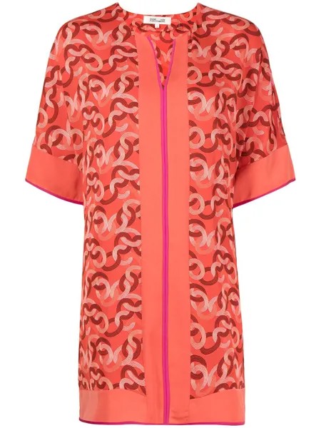 DVF Diane von Furstenberg geometric short-sleeve blouse