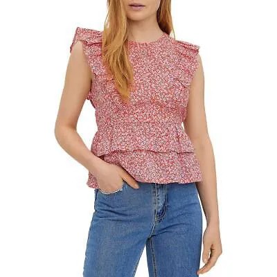 Женская хлопковая блузка на бретельках Vero Moda с цветочным принтом и рюшами BHFO 3876