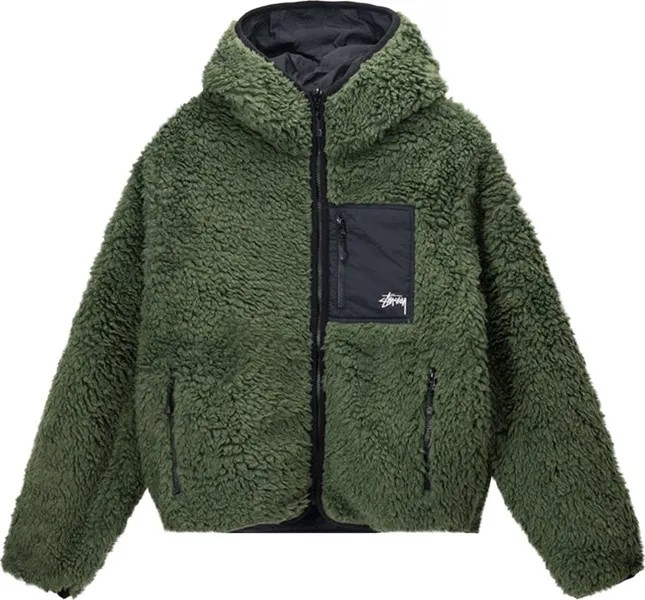 Куртка Stussy Sherpa Jacket 'Olive', зеленый