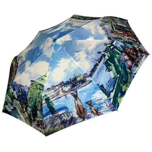 Мини-зонт Петербургские зонтики, автомат, 3 сложения, купол 108 см, 8 спиц, система «антиветер», для женщин, мультицвет