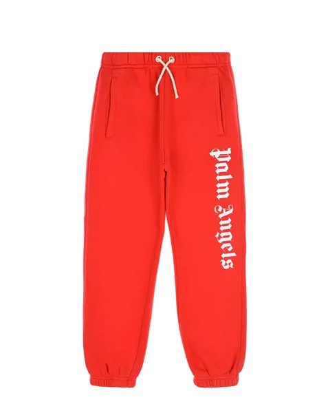 Красные спортивные брюки с белым логотипом Palm Angels детские