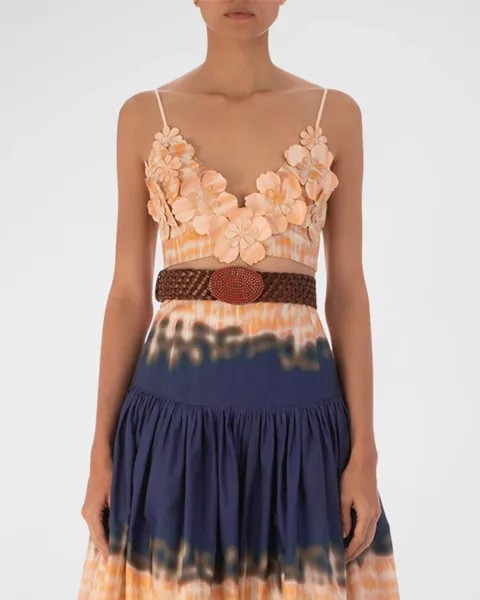Укороченный топ Ibbie Flower Tie Dye Silvia Tcherassi, цвет Mediterranean Coral Blue