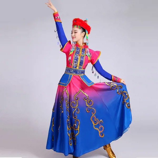 Женская монгольская одежда, сценическая юбка для выступления танцев, платье для девочек, монгольские танцы, детские костюмы для тибетских т...
