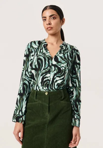 Блузка Soaked in Luxury SLKENNA LS, цвет kombu green swirl