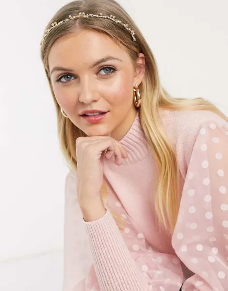 Золотистый ободок с декоративной отделкой ASOS DESIGN-Золотой