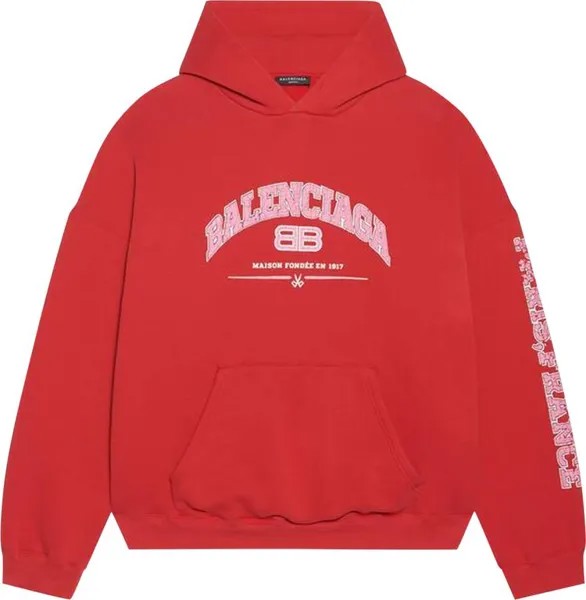 Худи Balenciaga Wide Fit Hoodie 'Red/Orange/Whte', красный