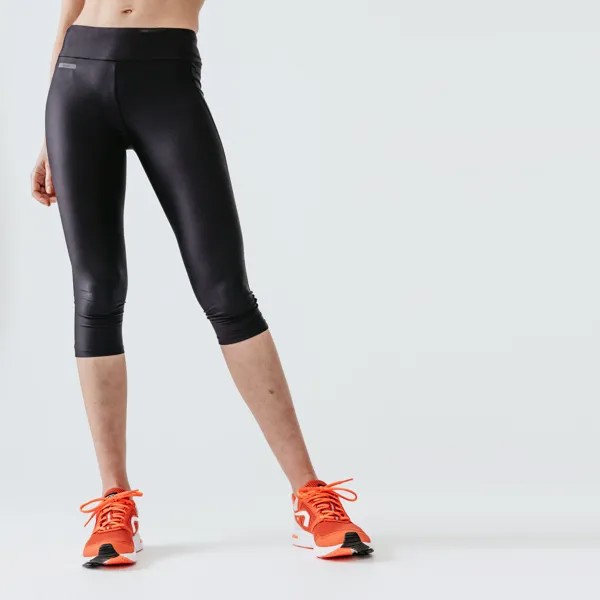 Женские короткие леггинсы для бега - Kiprun Run 100 Black Kalenji