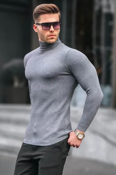 Мужской трикотажный свитер Anthracite Turtleneck 6306 MADMEXT