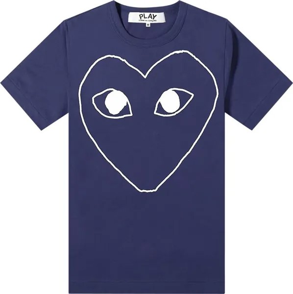 Футболка Comme des Garçons Play T-Shirt With Outlined Play Logo 'Navy', синий