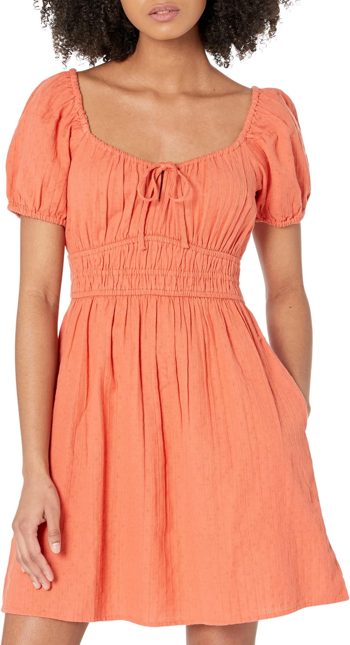 Мини-платье Serenica Sophia с короткими рукавами - Добби Madewell, цвет Classic Coral