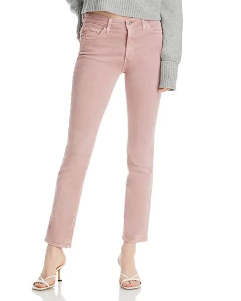 Узкие прямые джинсы до щиколотки с высокой посадкой цвета Rose Blush AG, цвет Pink