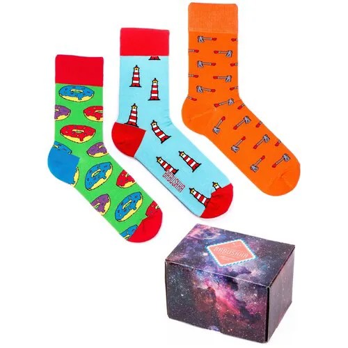 Цветные носки Babushka, набор носков с принтом, 3 пары в коробке, размер 41-46, CMB-14