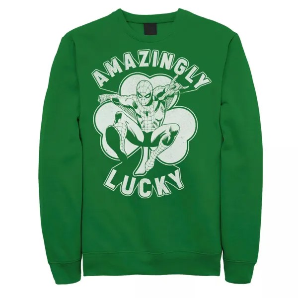 Мужской флисовый пуловер с рисунком Marvel St. Patty's Amazingly Lucky Spider-Man