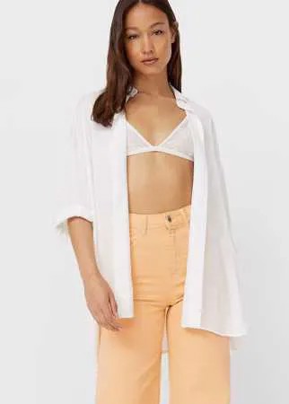 Stradivarius Рубашка Из Сатина Белый Xl