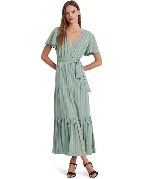 Платье LAUREN Ralph Lauren Shadow-Gingham Belted Cotton-Blend, цвет Soft Laurel