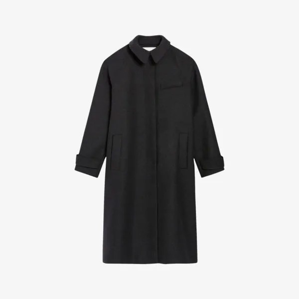 Пальто из смесовой шерсти с рукавами реглан и хлястиком на пуговицах Claudie Pierlot, цвет noir / gris