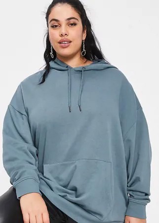 Худи бойфренда в стиле oversized из органического хлопка темно-серого цвета ASOS DESIGN Curve-Серый