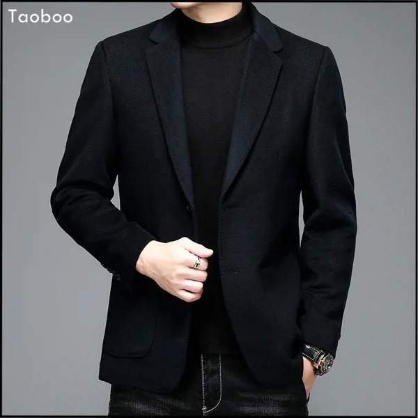 Taoboo 2021 новый модный мужской костюм из 100% шерсти деловой плащ Мужская одежда высокого качества однотонный классический стиль блейзеры для м...