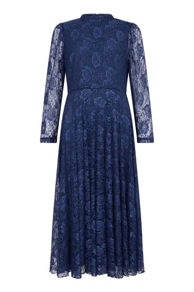 Темно-синее кружевное платье миди Ravi Finery, синий