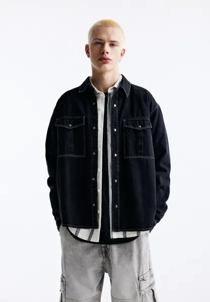 Рубашка COWBOY OVERSHIRT PULL&BEAR, цвет black