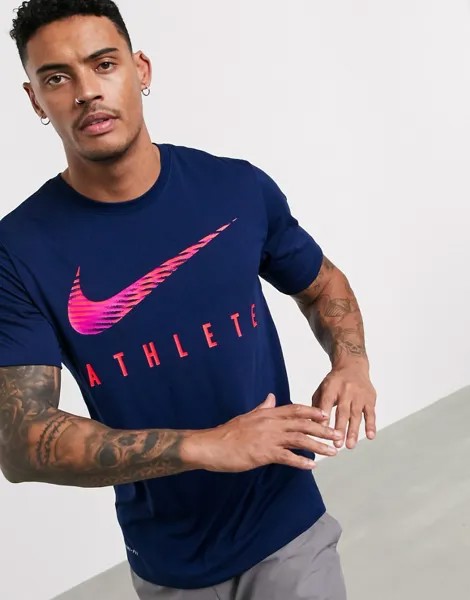 Синяя футболка Nike Training Dri-Fit athlete-Черный