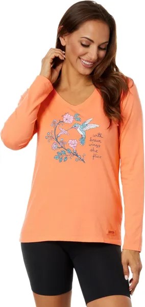 Пуловер Life is Good Hummingbird Brave Wings Long Sleeve CrusherVee, цвет Canyon Orange