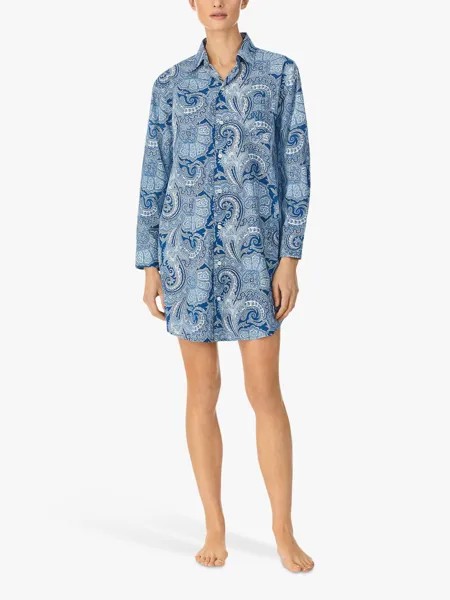 Ночная рубашка Lauren Ralph Lauren с узором пейсли, темно-синяя