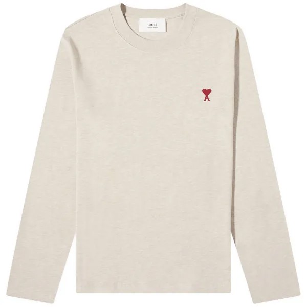 Лонгслив Ami Paris Long Sleeve Small A Heart T-Shirt, цвет Heather Light Beige